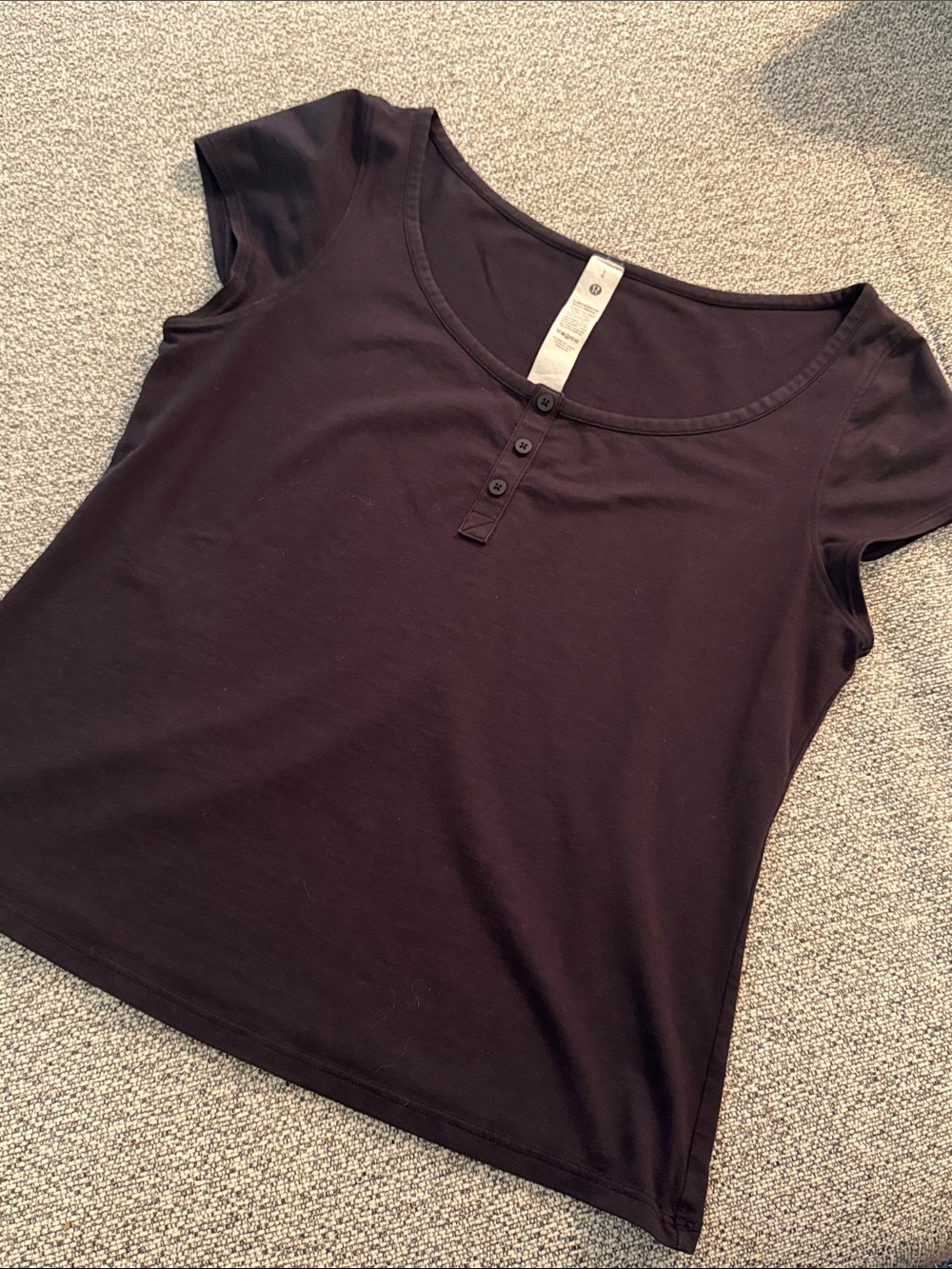 lululemon athletica Black Short Sleeve Scoop Henley Tee
